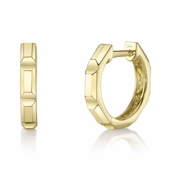 Yellow Gold Octogone Hoop Earrings